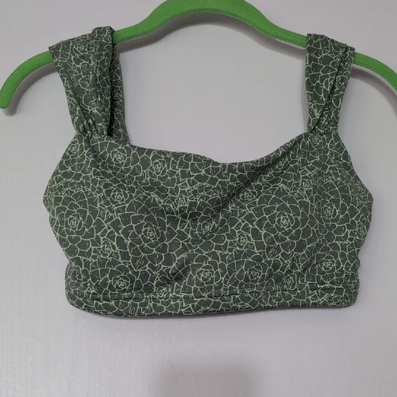 BuffBunny Collection Aloe Sports Bra Eden Green Floral Print Succulent size S - Picture 1 of 10